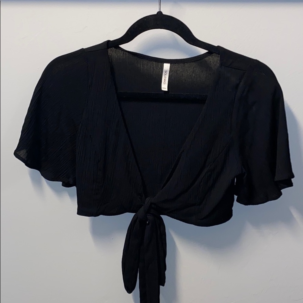 Black Front Tie Top